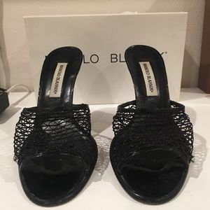 Manolo Blahnik Sandals Black Patent size 10